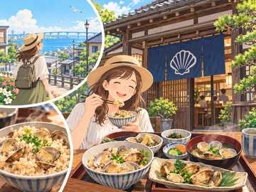 あさり料理と港町を組み合わせた食の旅のイメージ図